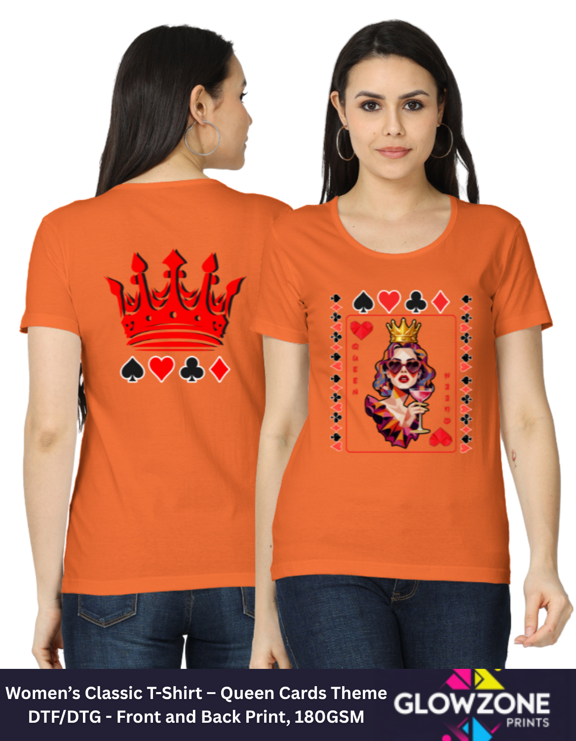 Women’s Classic T-Shirt – Queen Cards Theme Orange GlowZonePrints