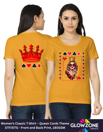 Women’s Classic T-Shirt – Queen Cards Theme Golden Yellow GlowZonePrints