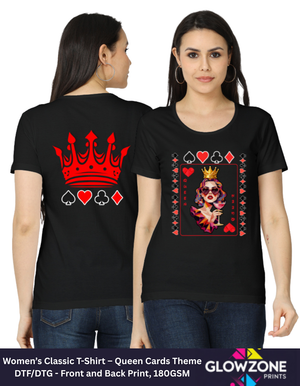 Women’s Classic T-Shirt – Queen Cards Theme Black GlowZonePrints