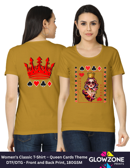 Women’s Classic T-Shirt – Queen Cards Theme Mustard Yellow GlowZonePrints