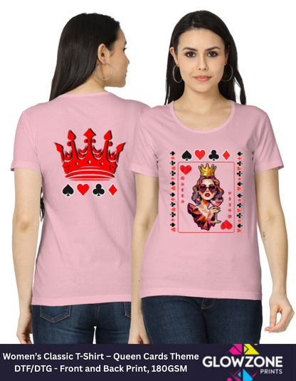 Women’s Classic T-Shirt – Queen Cards Theme Light Baby Pink GlowZonePrints