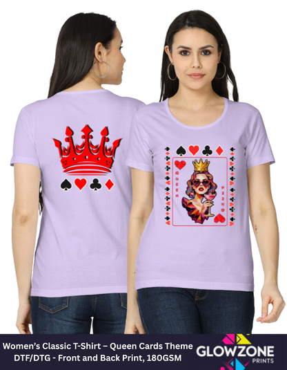 Women’s Classic T-Shirt – Queen Cards Theme Lavender GlowZonePrints