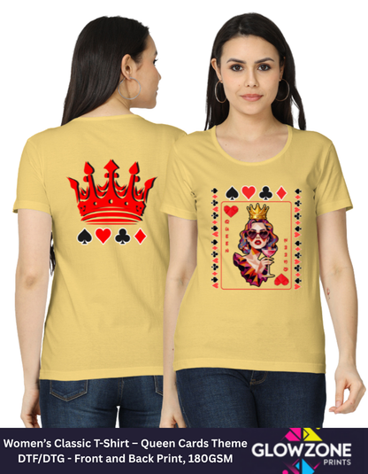 Women’s Classic T-Shirt – Queen Cards Theme Yellow GlowZonePrints