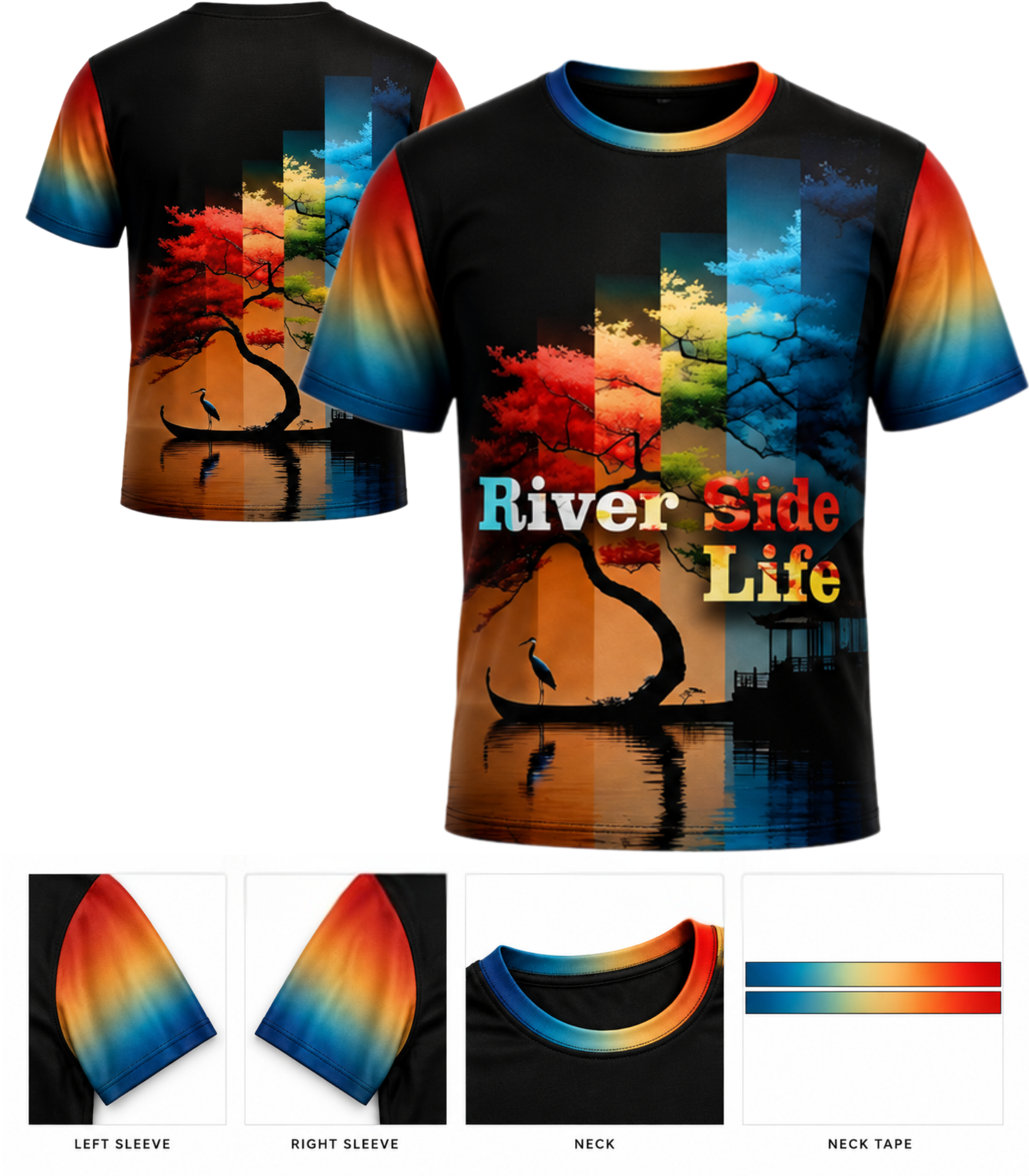 Unisex Oversized Tee – Riverside Life Gradient GlowZonePrints