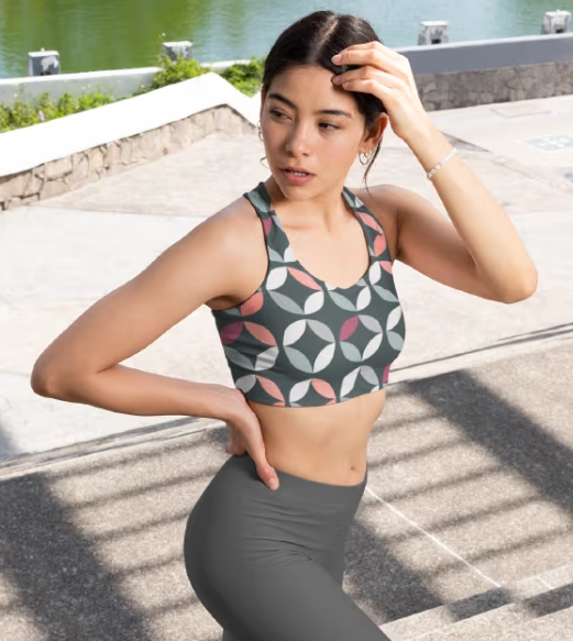 Abstract Lines Aop Sports Bra GlowZonePrints