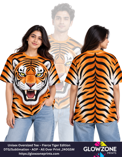 Unisex Oversized Tee – Fierce Tiger Edition GlowZonePrints