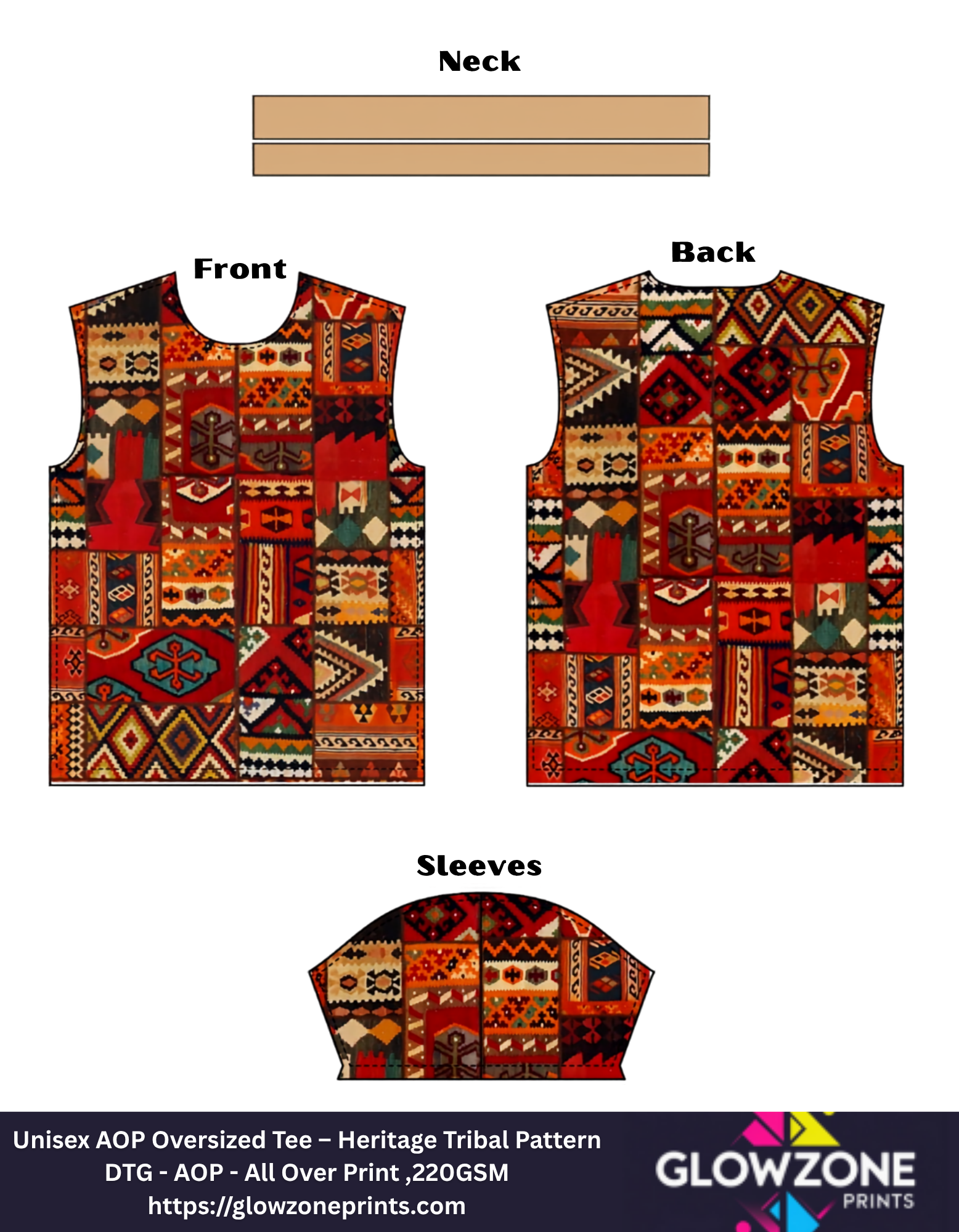 Unisex AOP Oversized Tee – Heritage Tribal Pattern GlowZonePrints