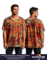 Unisex AOP Oversized Tee – Heritage Tribal Pattern Heritage Pattern GlowZonePrints