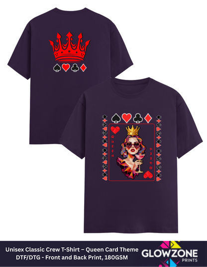 Unisex Classic Crew T-Shirt – Queen Card Theme Purple GlowZonePrints