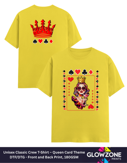Unisex Classic Crew T-Shirt – Queen Card Theme New Yellow GlowZonePrints