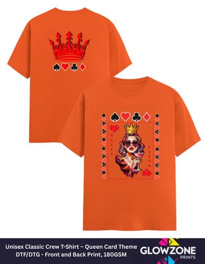 Unisex Classic Crew T-Shirt – Queen Card Theme Orange GlowZonePrints