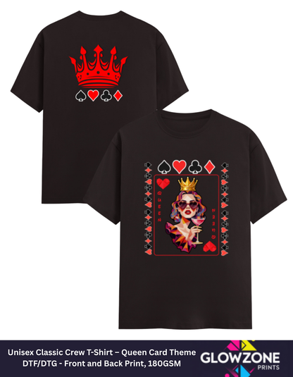 Unisex Classic Crew T-Shirt – Queen Card Theme Coffee Brown GlowZonePrints