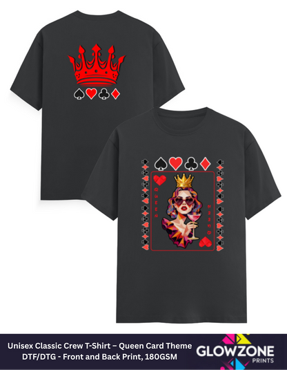 Unisex Classic Crew T-Shirt – Queen Card Theme Steel Grey GlowZonePrints