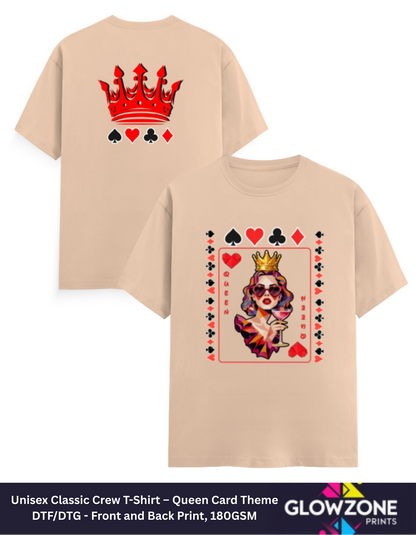 Unisex Classic Crew T-Shirt – Queen Card Theme Peach GlowZonePrints
