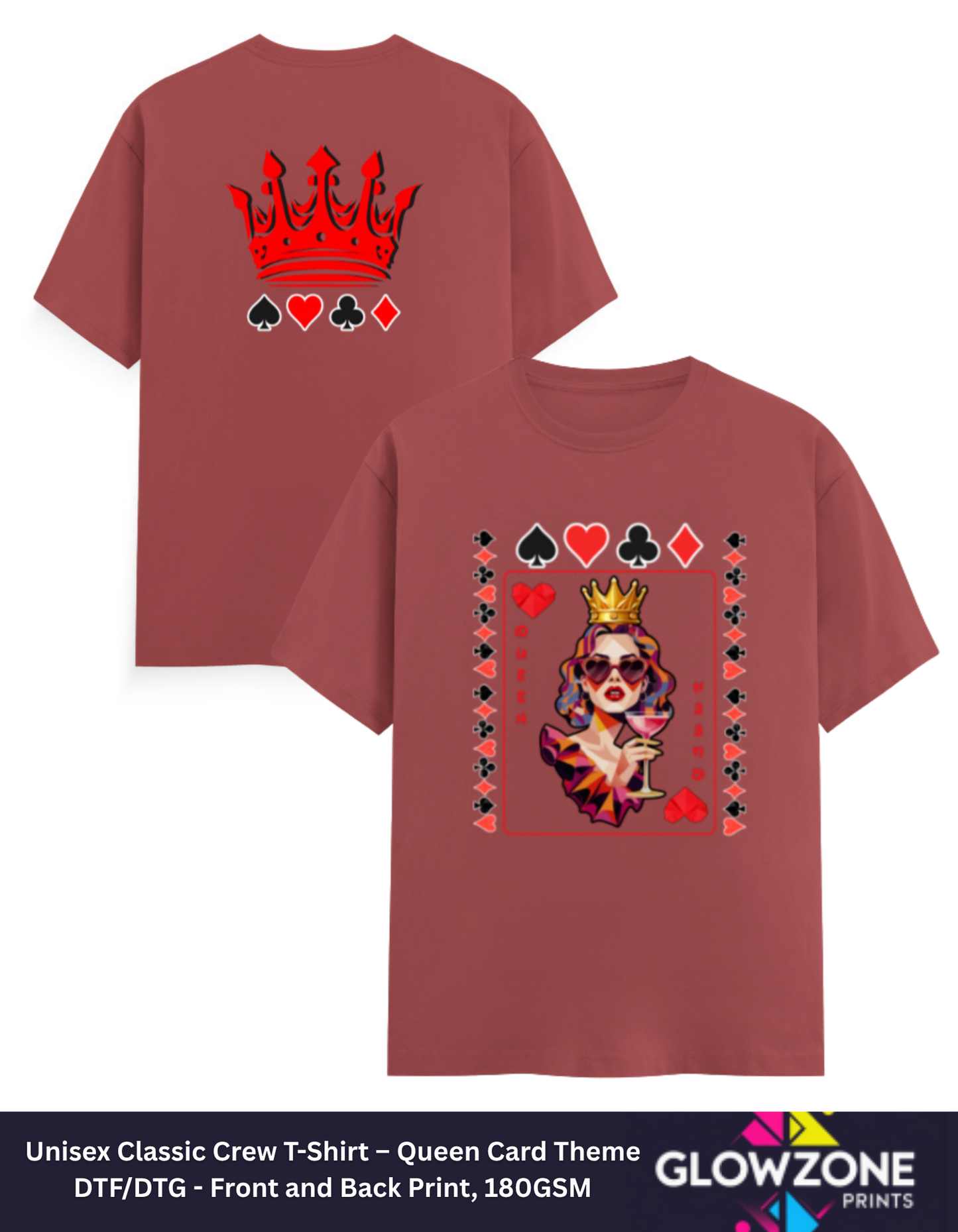 Unisex Classic Crew T-Shirt – Queen Card Theme GlowZonePrints