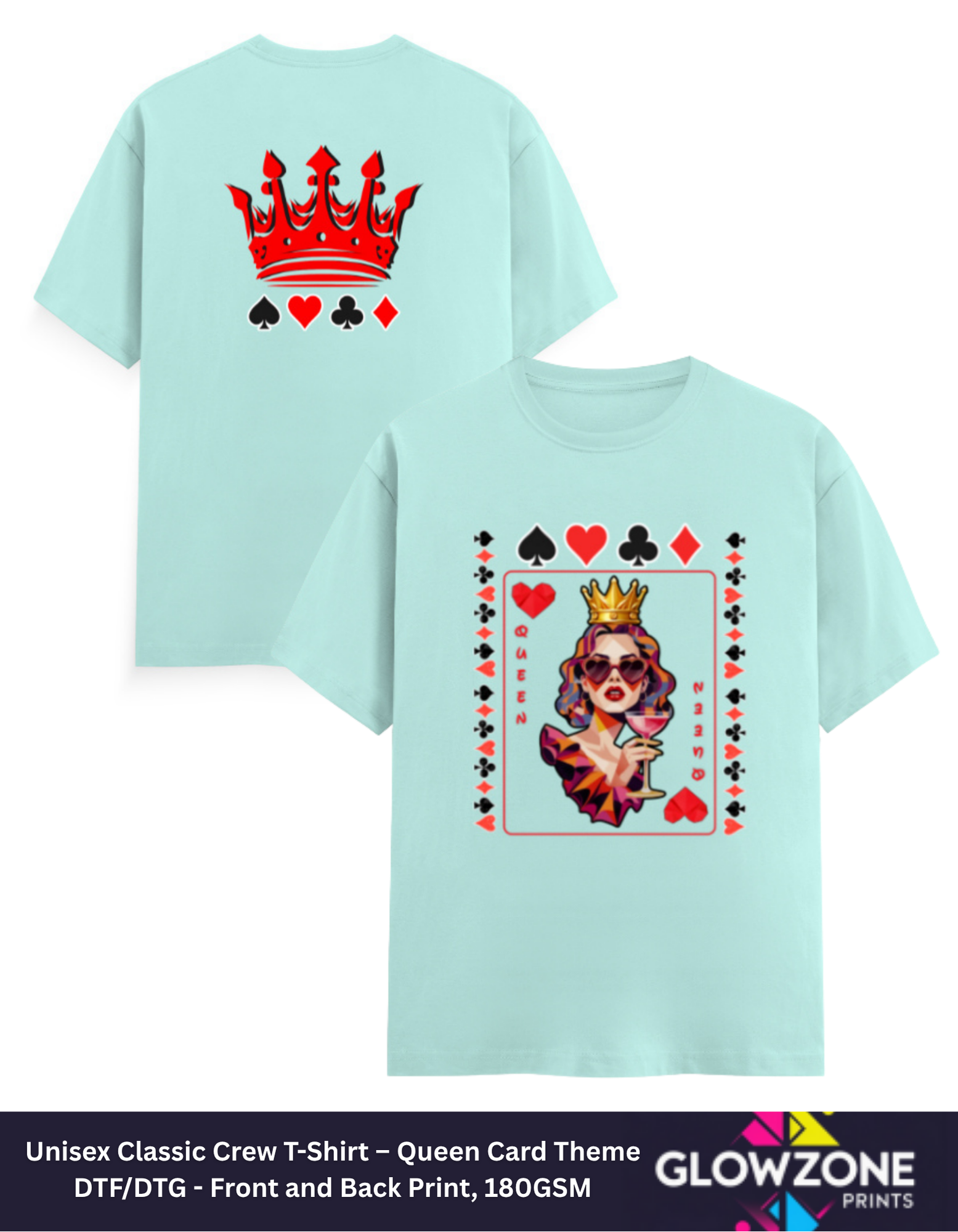 Unisex Classic Crew T-Shirt – Queen Card Theme GlowZonePrints