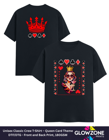 Unisex Classic Crew T-Shirt – Queen Card Theme Charcoal Melange GlowZonePrints