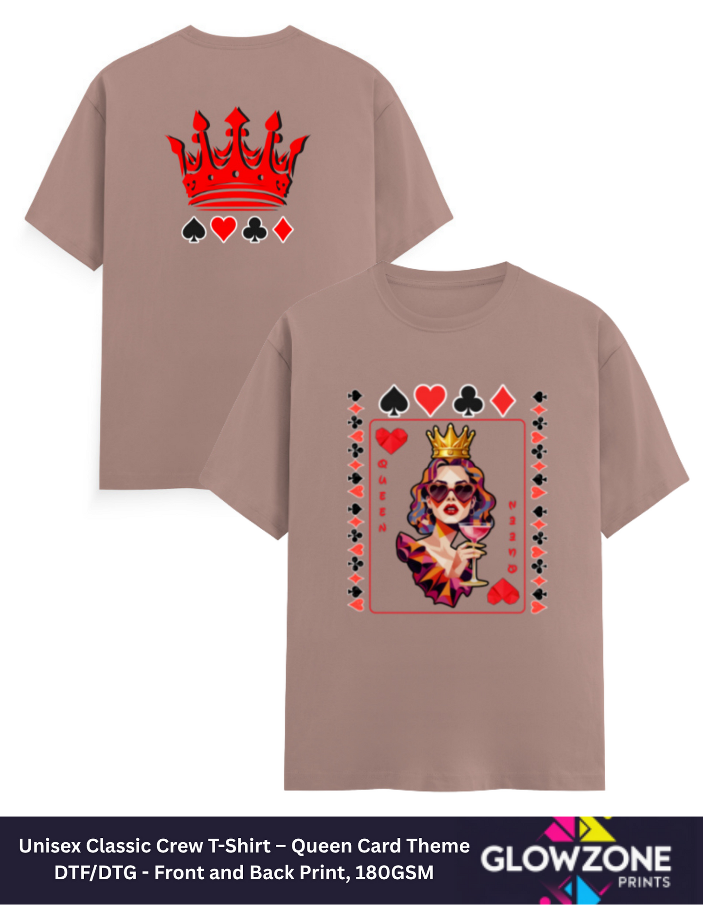 Unisex Classic Crew T-Shirt – Queen Card Theme GlowZonePrints