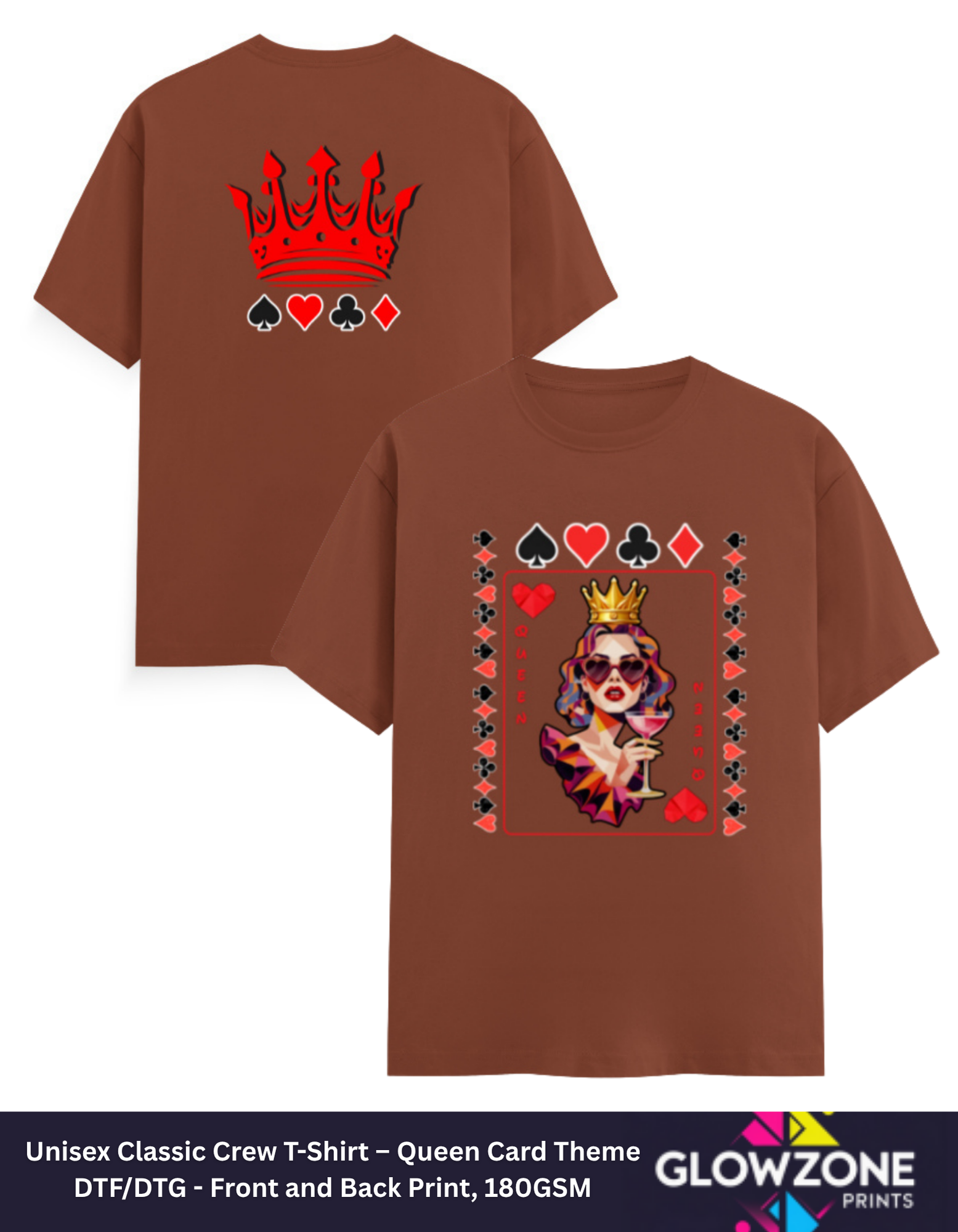 Unisex Classic Crew T-Shirt – Queen Card Theme GlowZonePrints