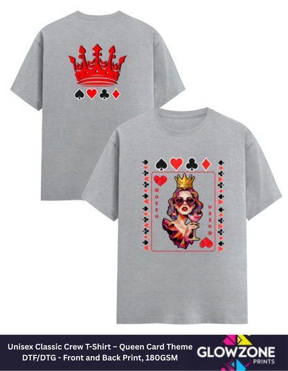 Unisex Classic Crew T-Shirt – Queen Card Theme Grey Melange GlowZonePrints