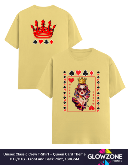 Unisex Classic Crew T-Shirt – Queen Card Theme Yellow GlowZonePrints