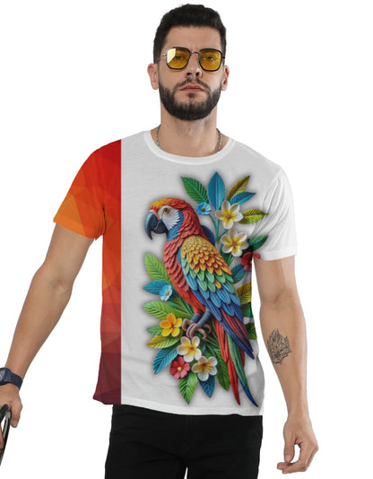 Colorful Parrot Unisex AOP T-Shirt White GlowZonePrints
