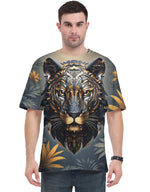 Tiger in Jungle Unisex AOP Oversized Tee White GlowZonePrints