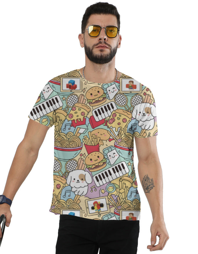 Abstract Food Music AOP(All Over Print) T-Shirt White GlowZonePrints