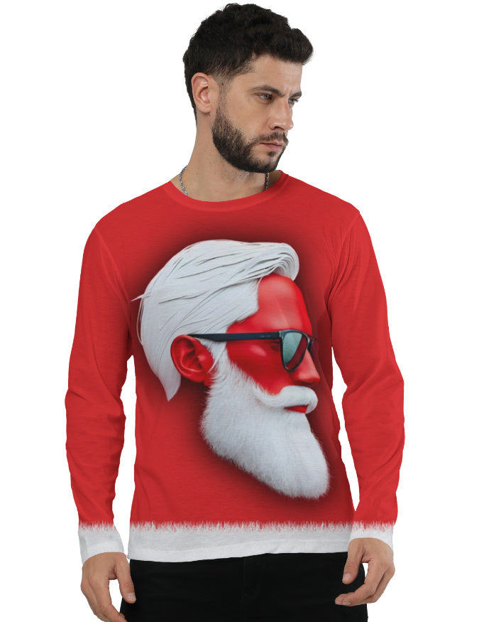 Red Christmas Men's AOP Full Sleeve Tee Red Christmas GlowZonePrints