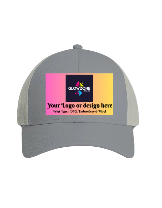 Unisex Trucker Cap | TC55 (Custom Prints) Grey Standard GlowZonePrints