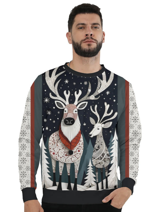 Reindeer Unisex AOP (All Over Print) Sweatshirt Reindeer Christmas GlowZonePrints