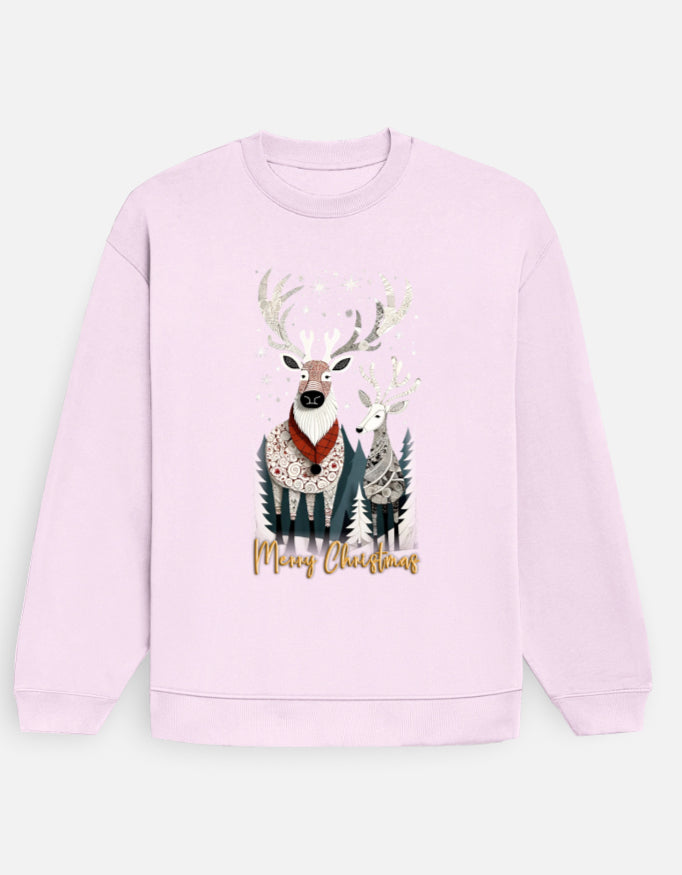 Unisex Oversized Sweatshirt Reindeer – Merry Christmas Edition | UH35 GlowZonePrints
