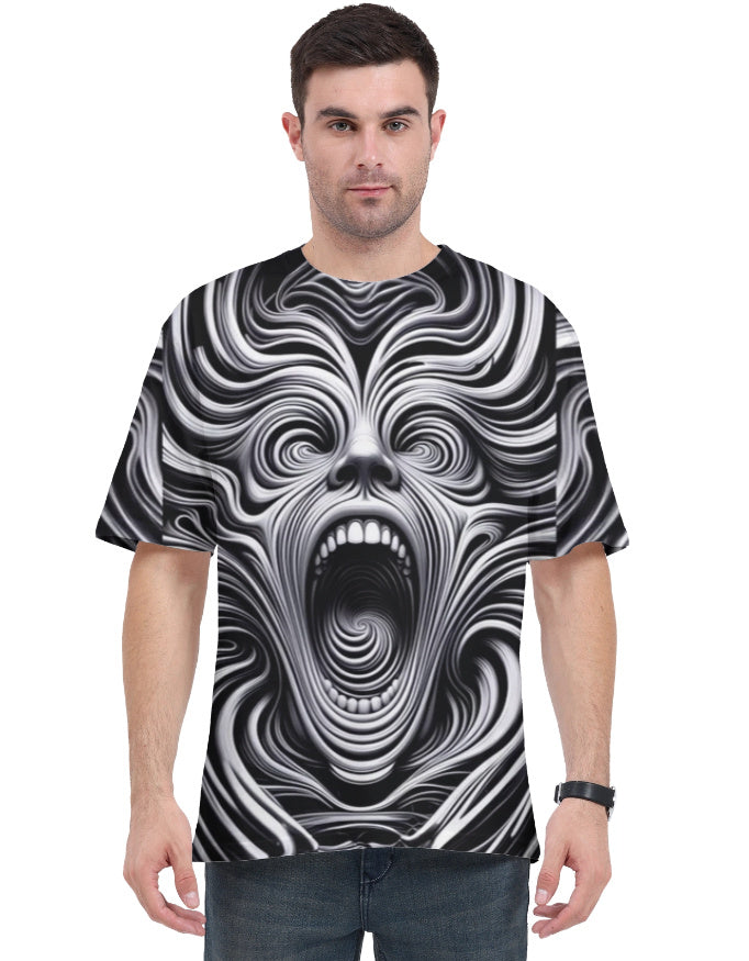 Abstract Face Unisex AOP (All Over Print) T Shirt White GlowZonePrints