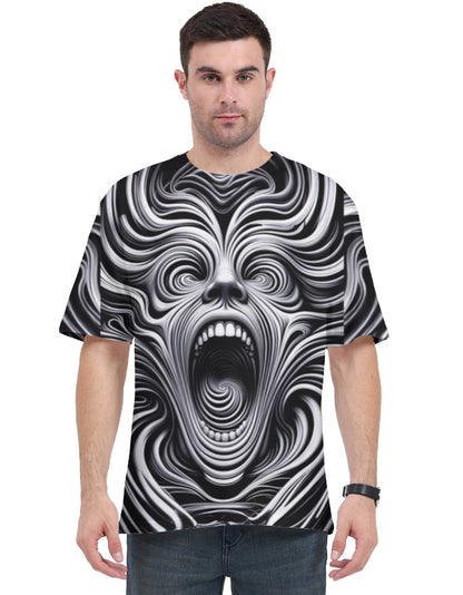 Abstract Face Unisex AOP (All Over Print) T Shirt White GlowZonePrints
