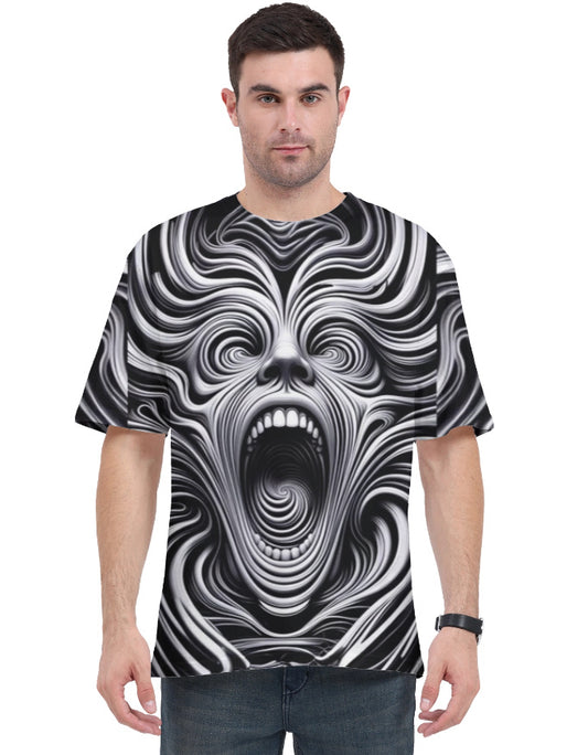 Abstract Face Unisex AOP (All Over Print) T Shirt White GlowZonePrints