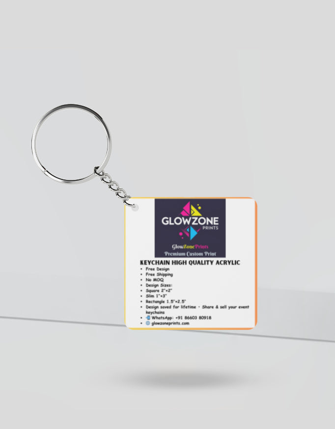 Custom Print Acrylic Keychain Custom Square GlowZonePrints