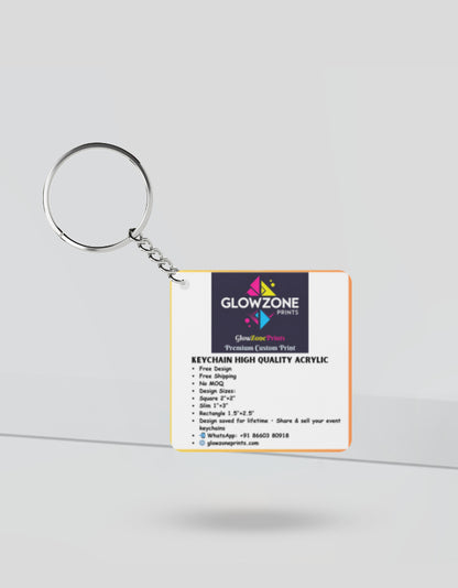 Custom Print Acrylic Keychain Custom Square GlowZonePrints