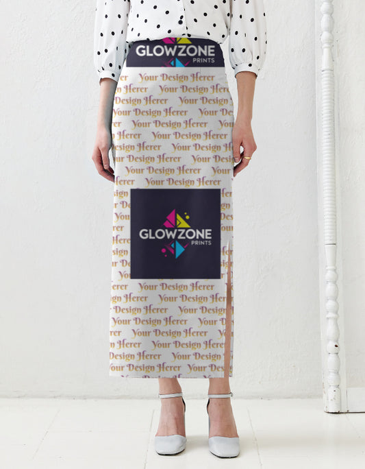 Custom Aop Pencil Skirt White GlowZonePrints