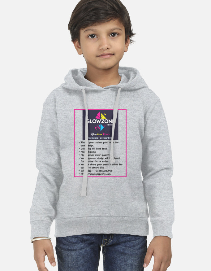 Kids Hoodie | UH24 (Custom Print) Grey Melange GlowZonePrints