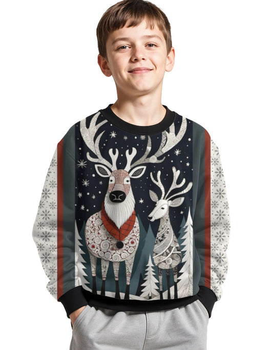 Reindeer AOP Kids Sweatshirt Reindeer GlowZonePrints
