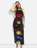 Colorful Universe AOP (All Over Print) Bodycon Dress Black GlowZonePrints