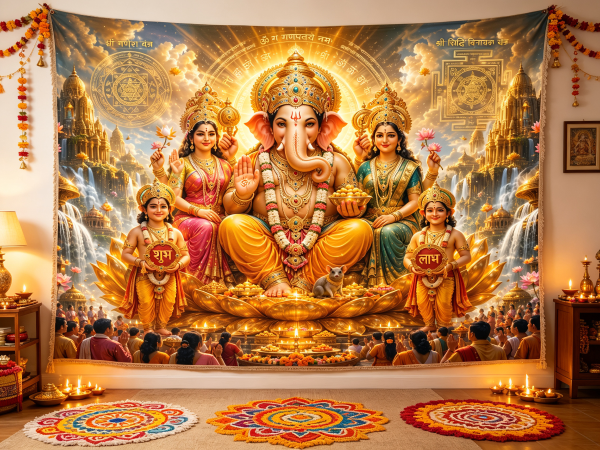 Ganesh Festival Tapestry – (16 Unique Designs) GlowZonePrints